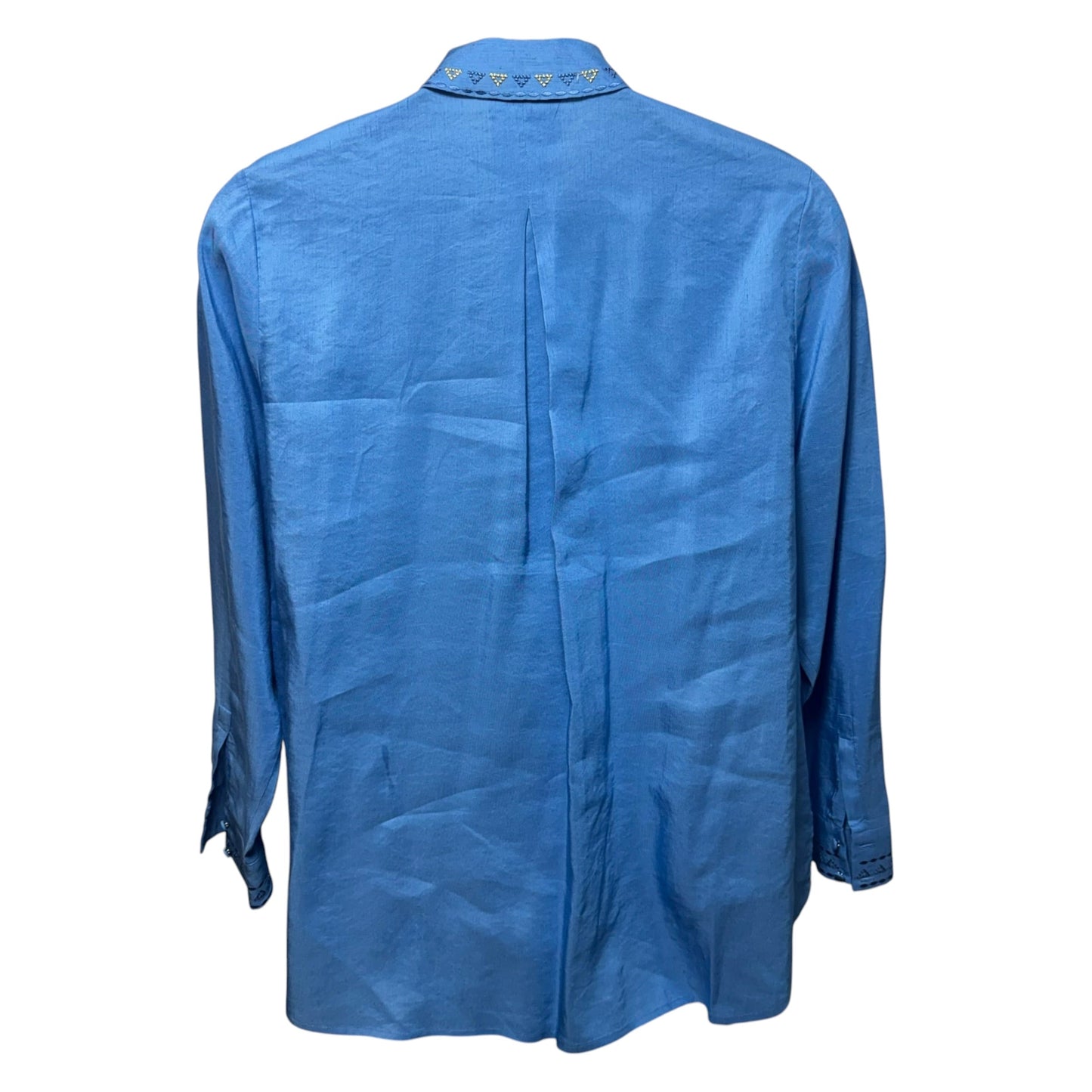 Linen Blend Tunic Long Sleeve By Kobi Halperin In Blue, Size: Xl