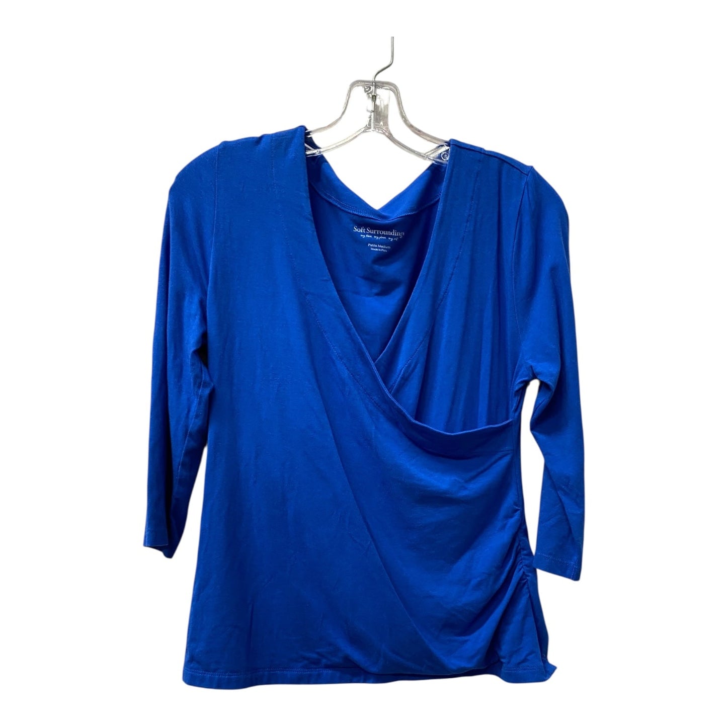 Top 3/4 Sleeve By Soft Surroundings In Blue, Size:Mp