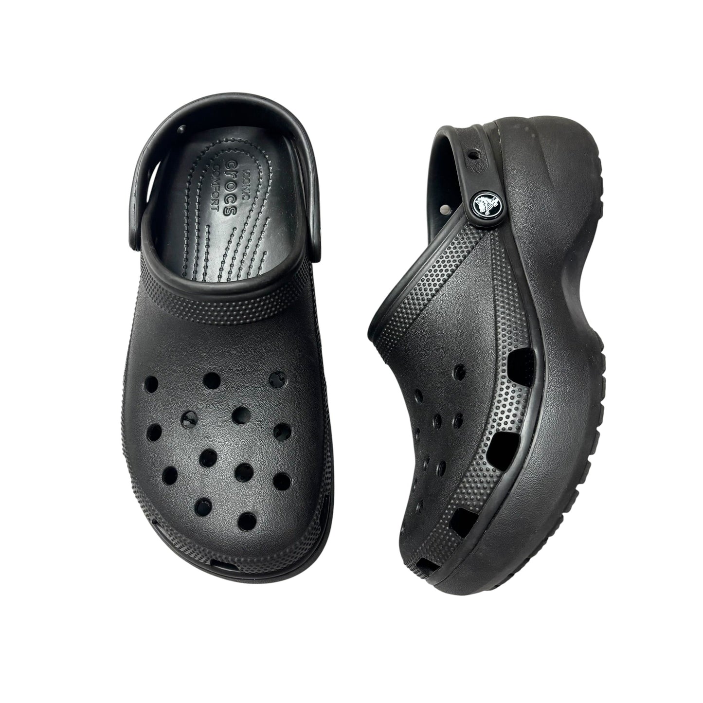 Shoes Flats By Crocs In Black, Size: 8
