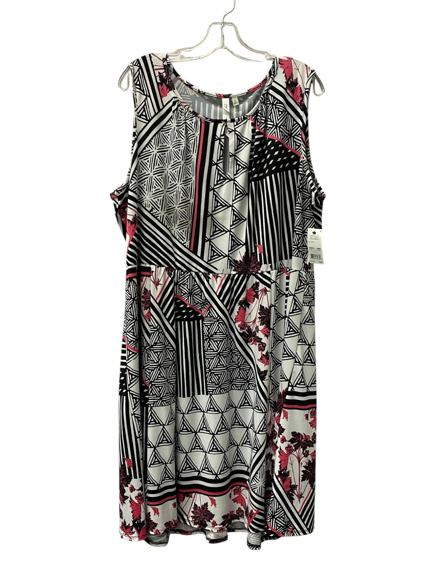 Dress Casual Short By Ny Collection In Black & Pink, Size:2X