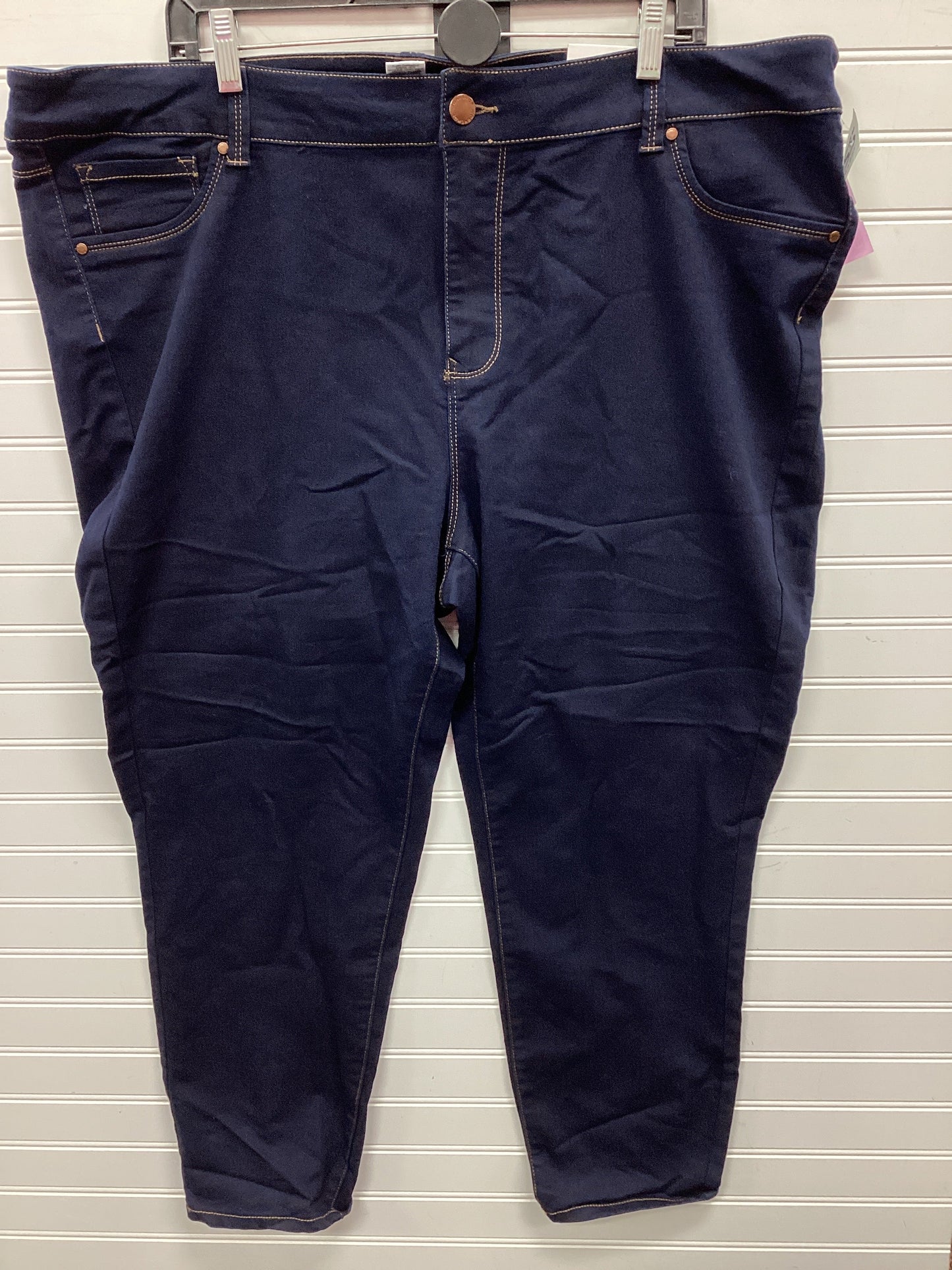 Jeans Skinny By Workshop In Blue Denim, Size:22