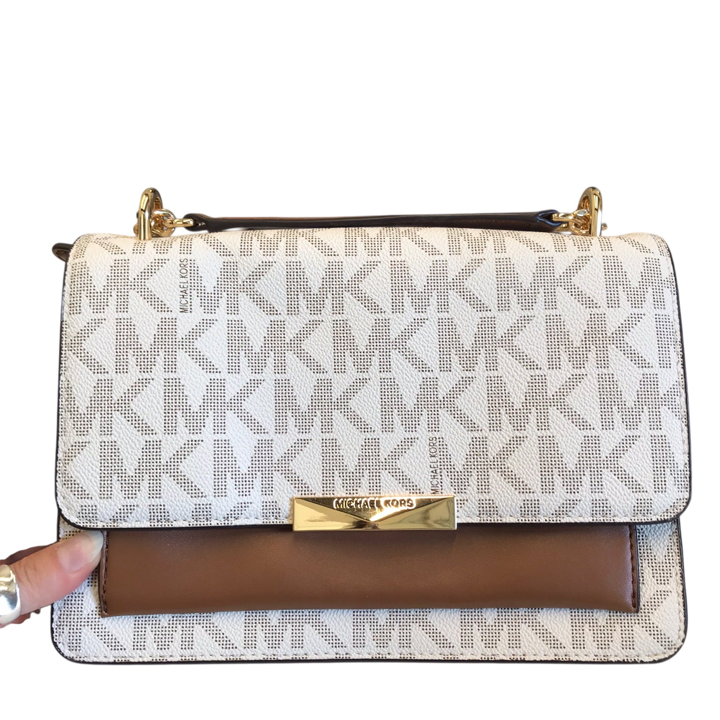 Crossbody Designer By Michael Kors In White, Size:Small