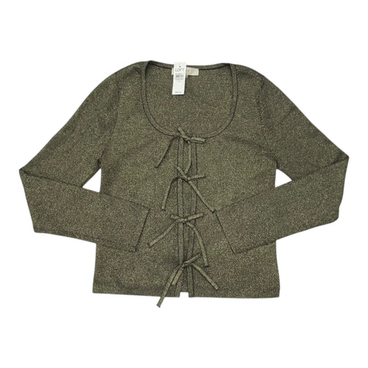 Sweater Cardigan By Loft In Black & Gold, Size:M