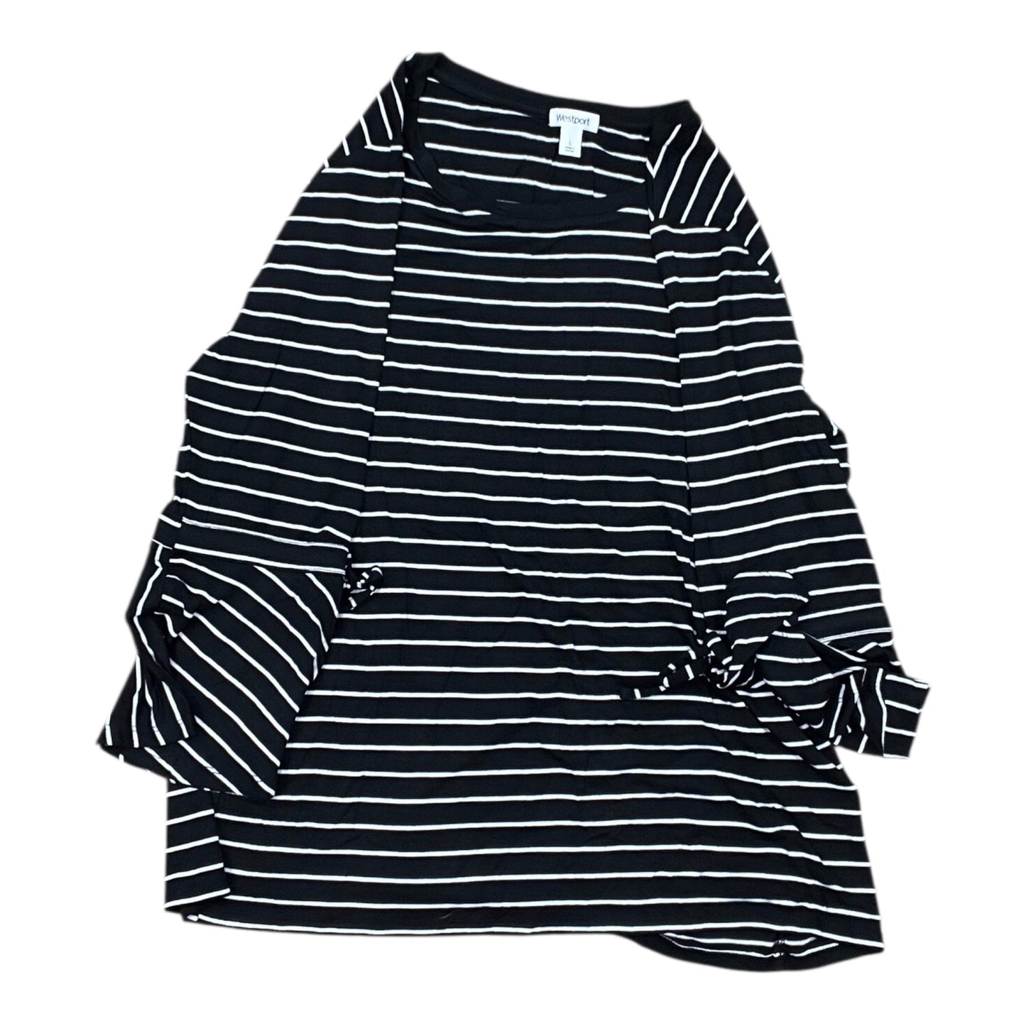 Top 3/4 Sleeve By Westport In Black & White, Size:L