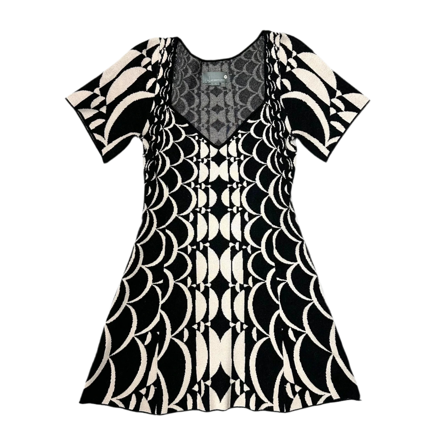 Dress Casual Midi By Anthropologie In Black & Cream, Size: S