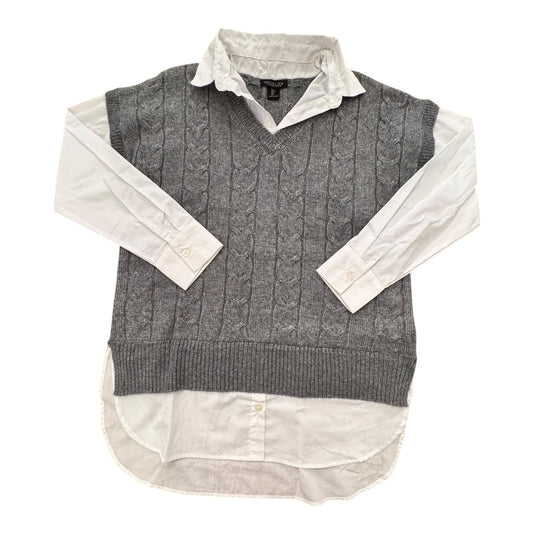 Sweater By Rachel Zoe In Grey & White, Size:L