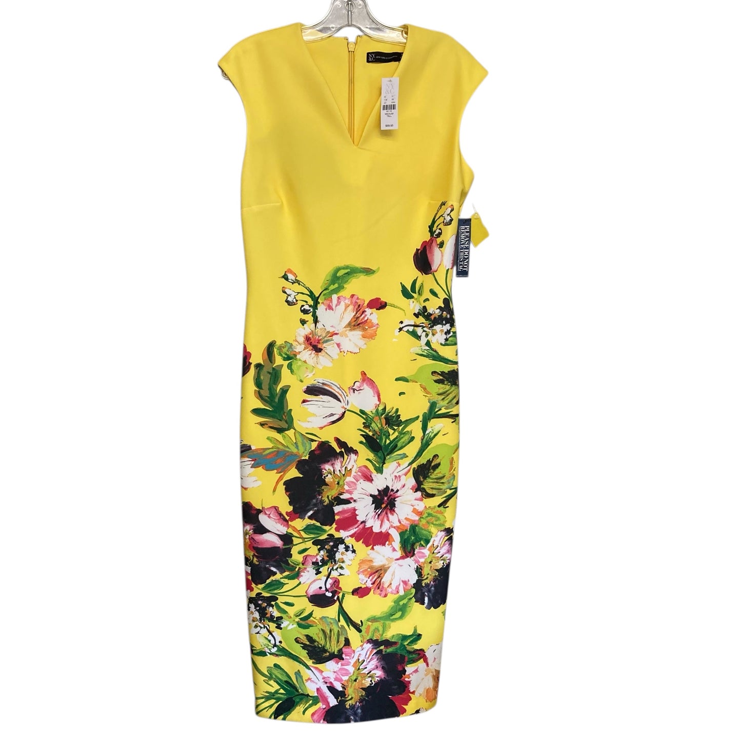 Dress Casual Midi By New York And Co In Yellow, Size:M