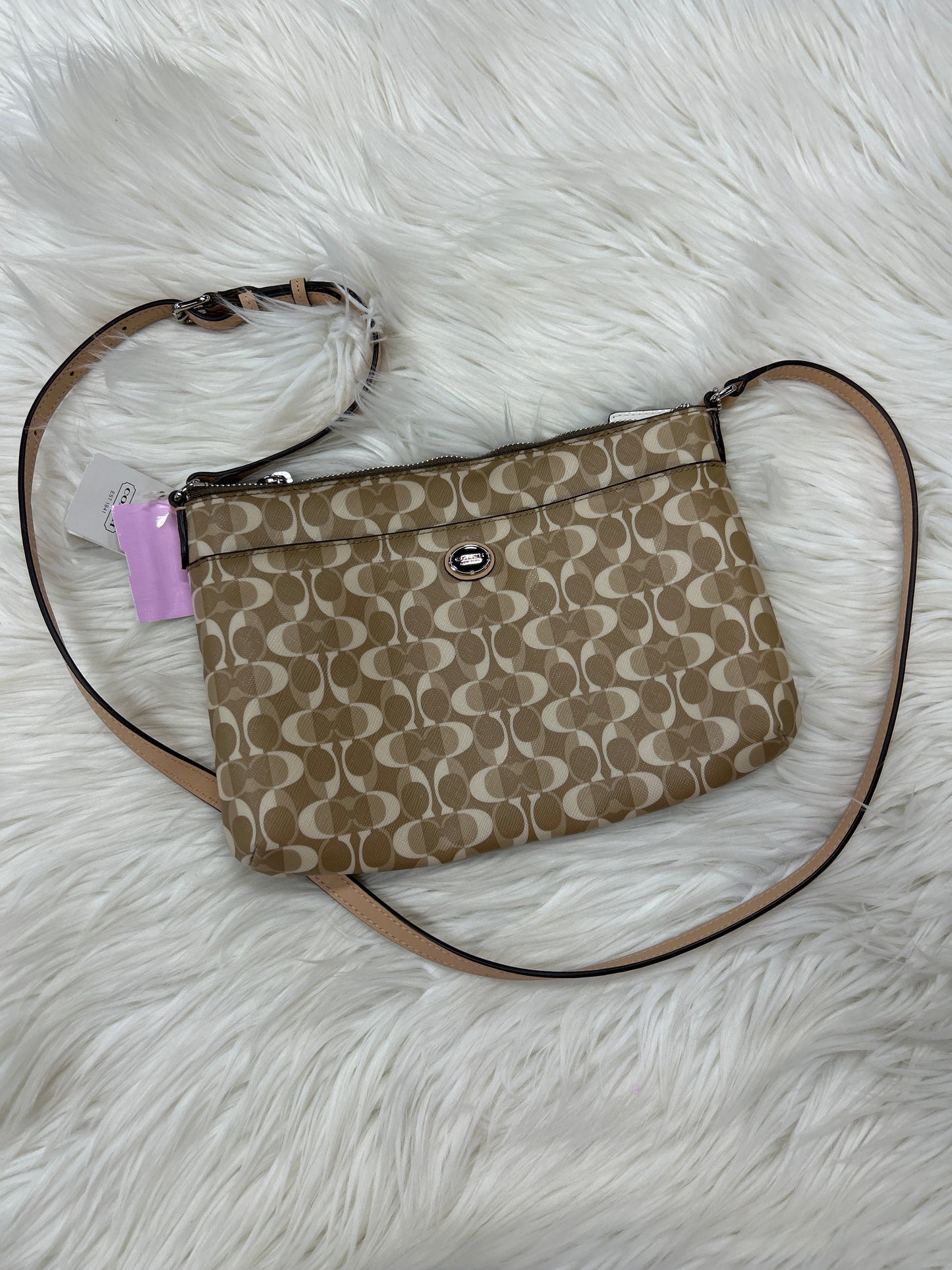 Crossbody Designer By Coach In Tan, Size:Medium