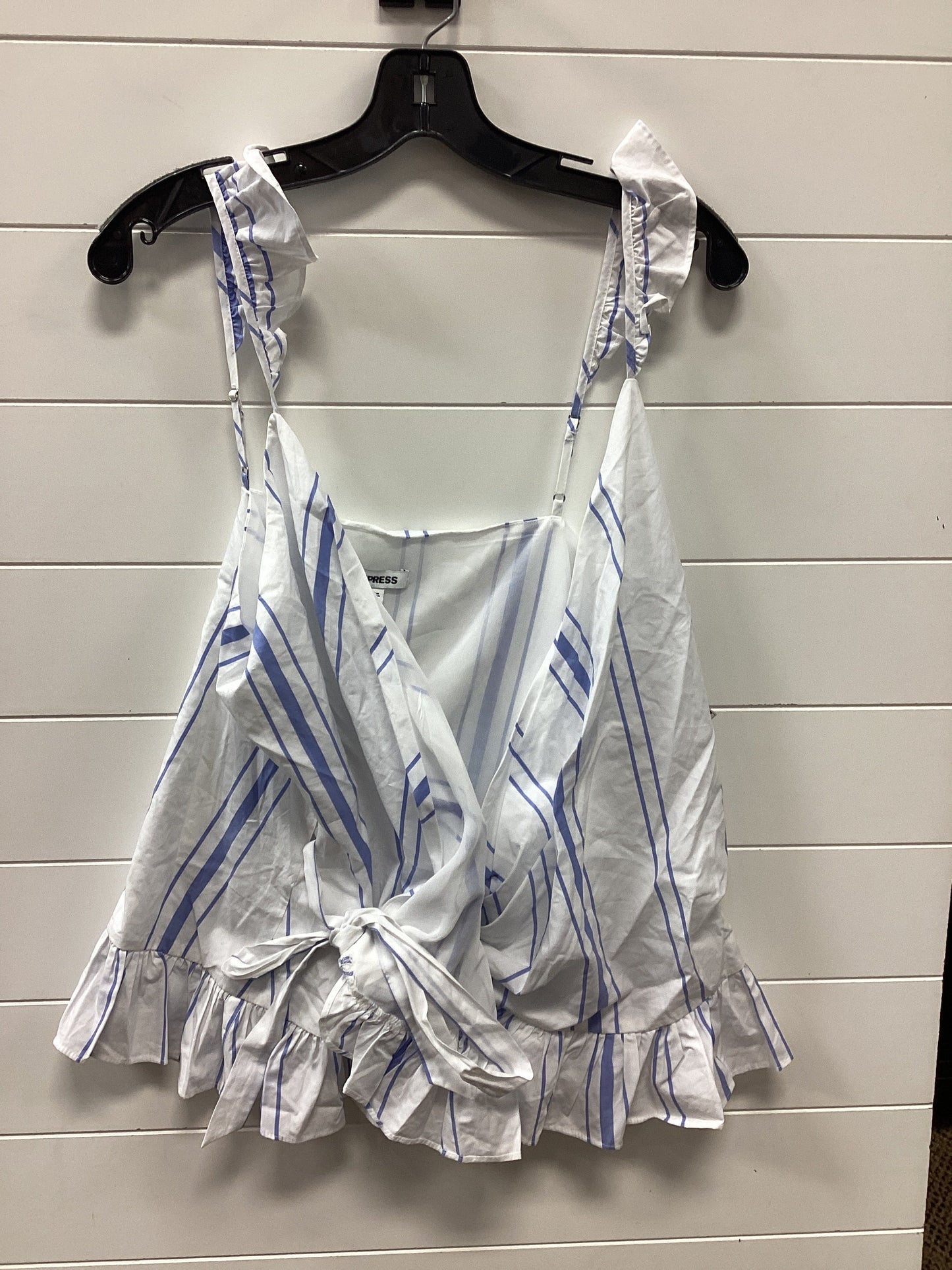 Top Sleeveless By Express In Blue & White, Size:XL