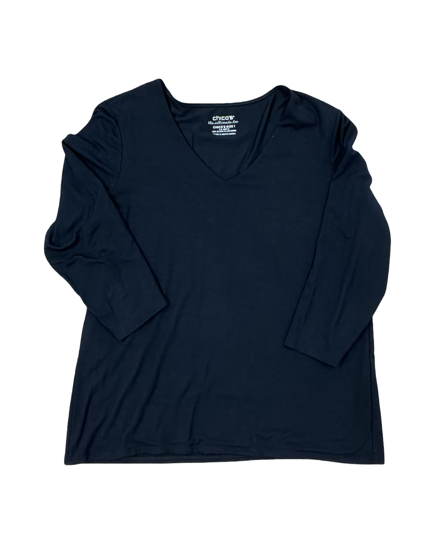 Top 3/4 Sleeve By Chicos In Black, Size:M