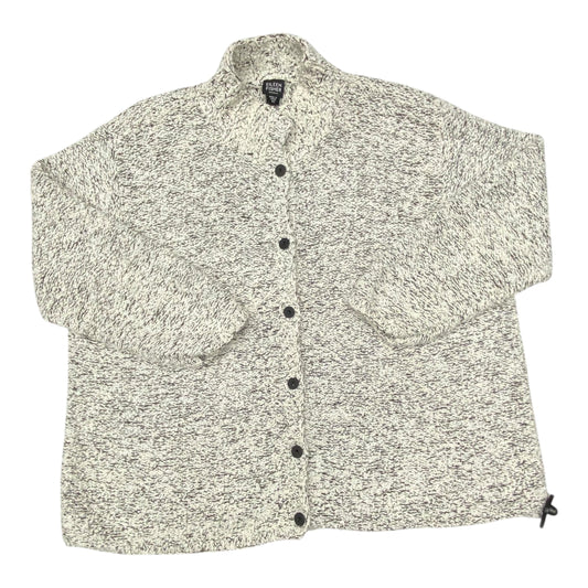 Sweater Cardigan Designer By Eileen Fisher In Grey & White, Size:3X