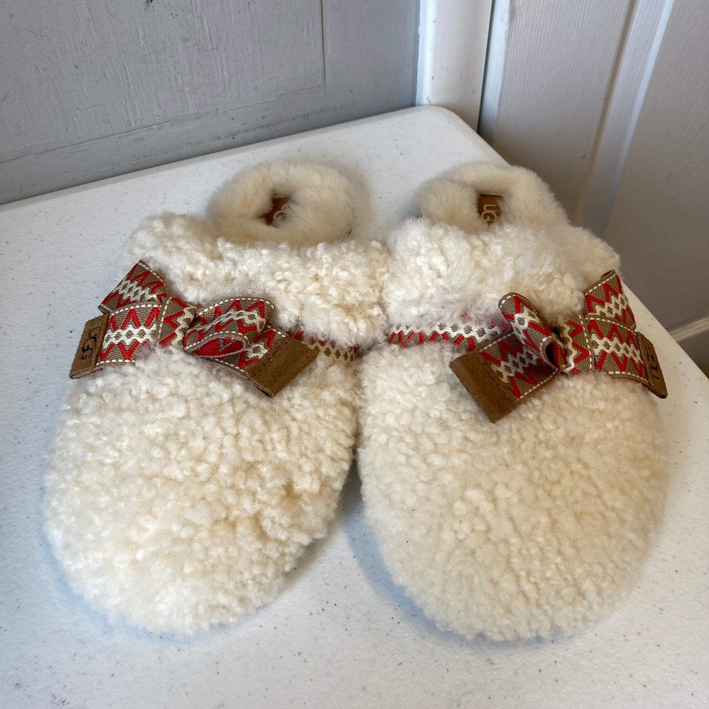 Slippers Designer By Ugg In Beige, Size:10