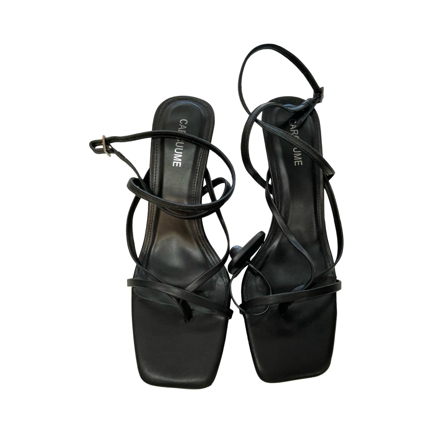 Sandals Heels Kitten By CARCUUME In Black, Size:8.5