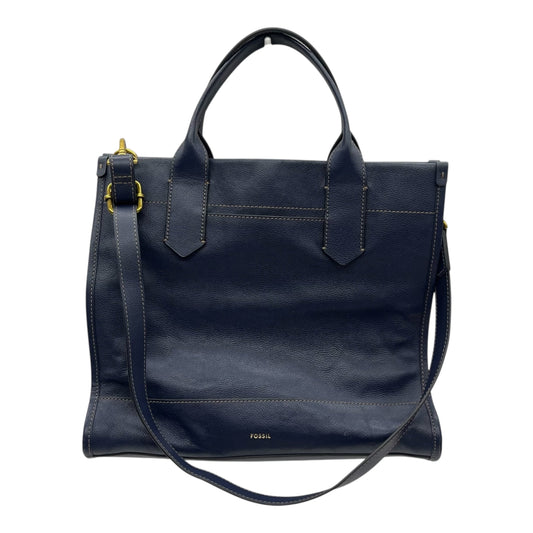 Handbag Leather By Fossil In Blue, Size:Medium
