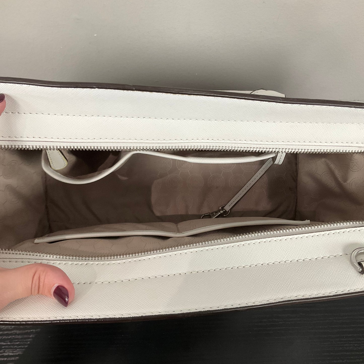 Handbag Designer By Michael Kors In White, Size:Large