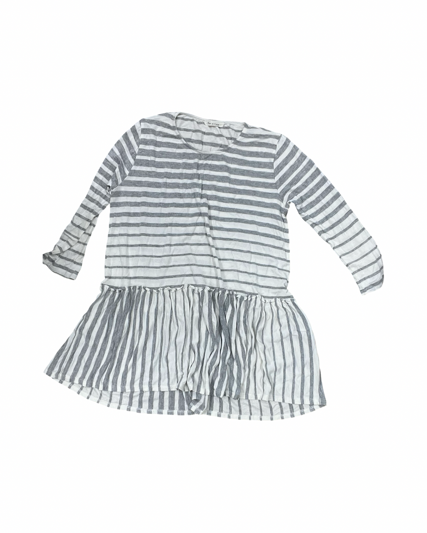Tunic 3/4 Sleeve By Tea N Rose In Grey & White, Size:M