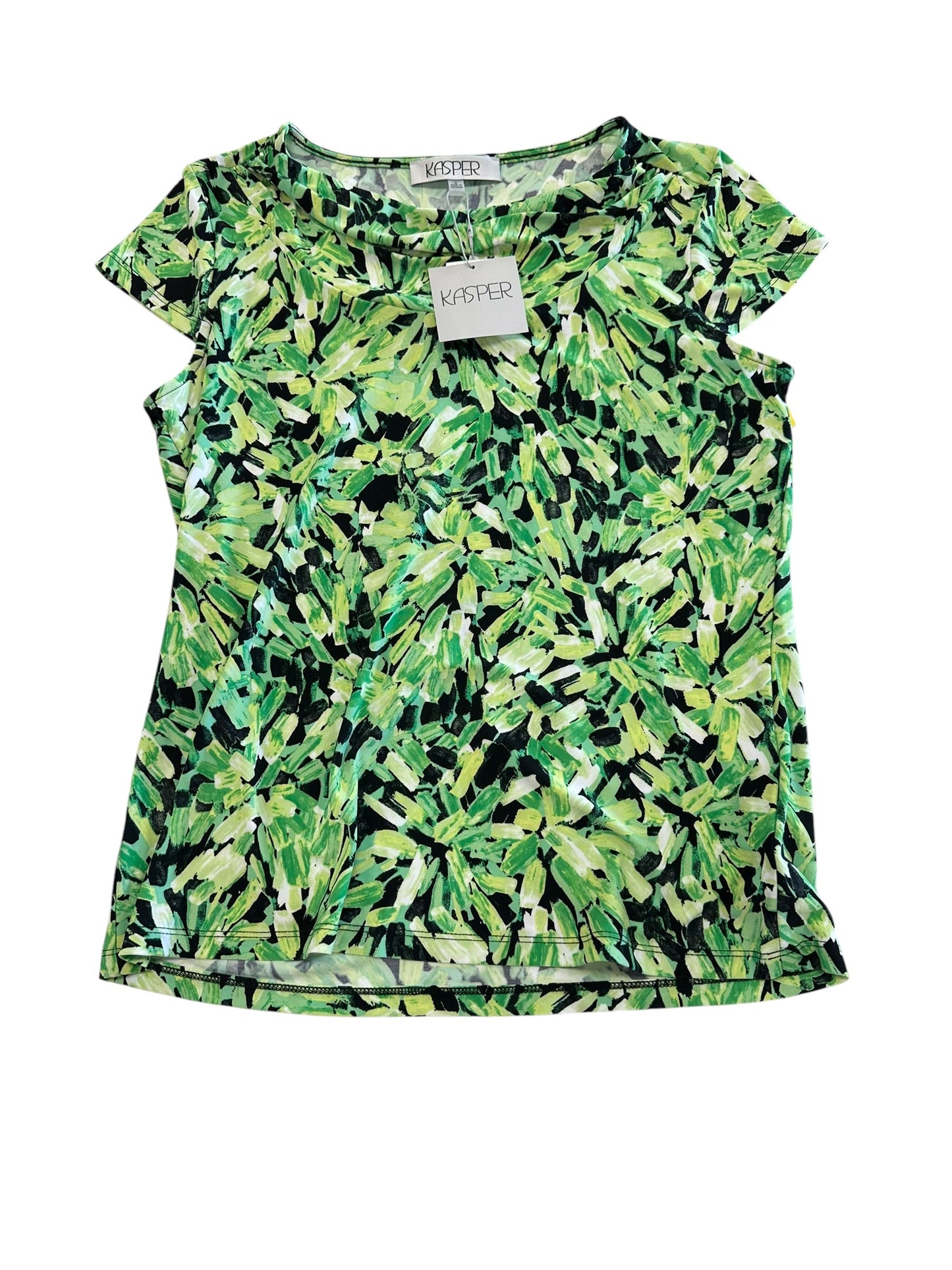 Blouse Sleeveless By Kasper In Black & Green, Size:S