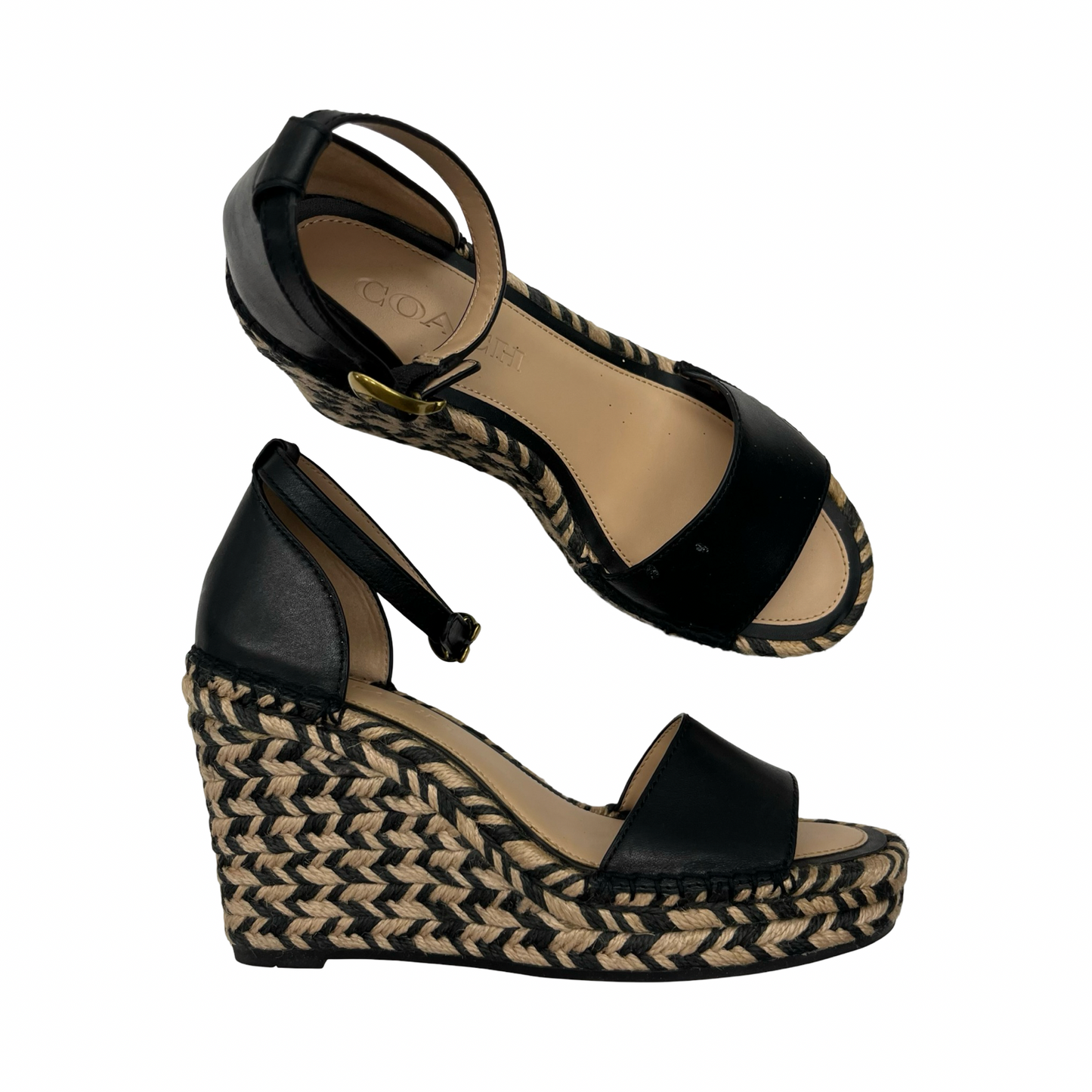 Sandals Designer By Coach In Black & Tan, Size:6