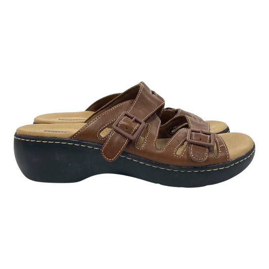 Sandals Heels Wedge By Clarks In Brown, Size:9
