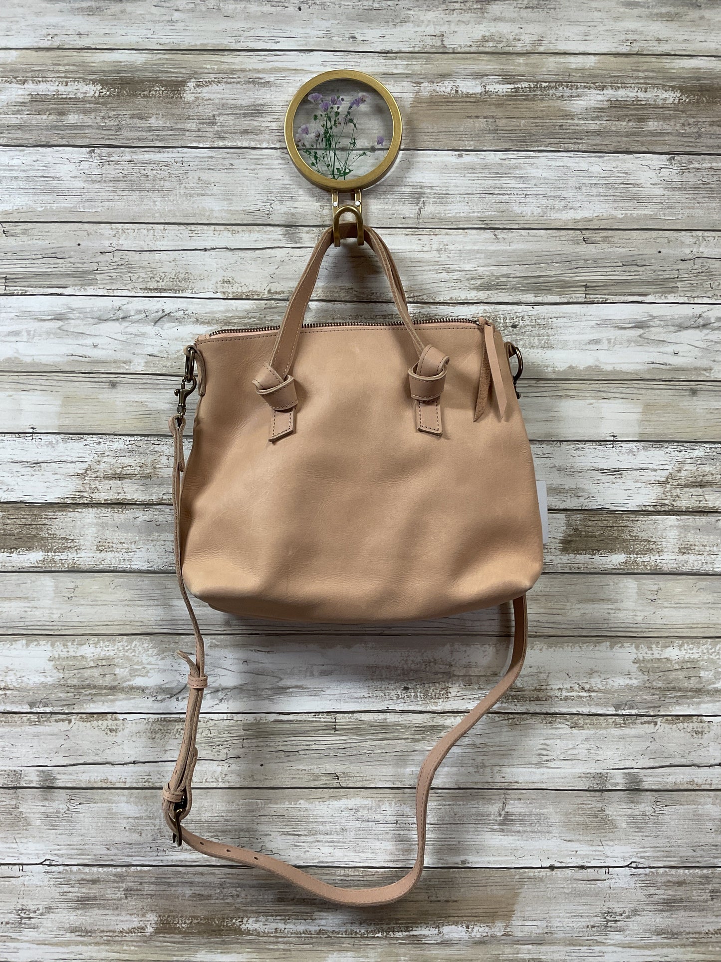 Crossbody Leather By Able In Beige, Size:Medium