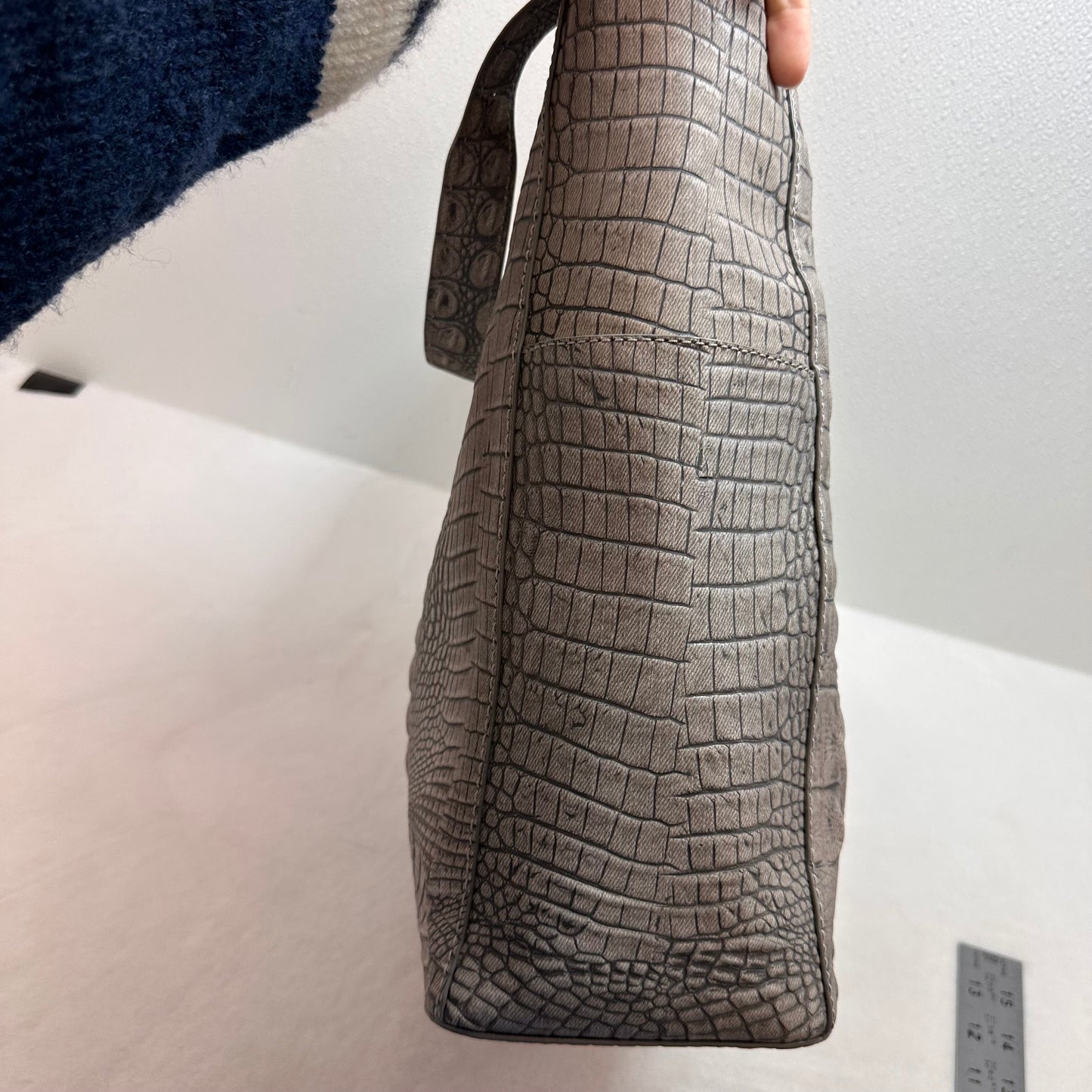 Parin-Fairest Grey Tetra Tote Designer By Brahmin, Size: Large