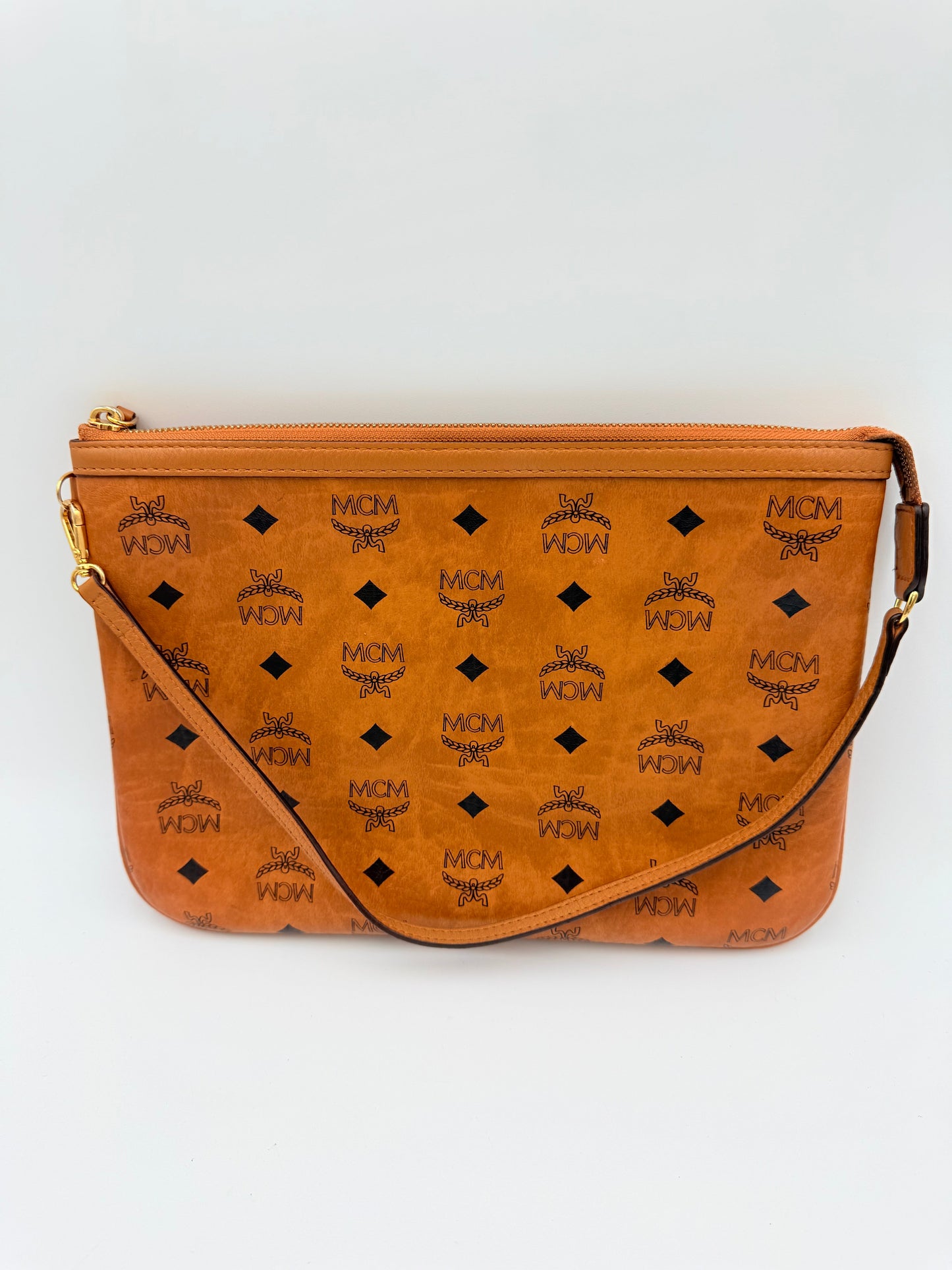 Wristlet Luxury Designer By Mcm In Brown, Size:Medium