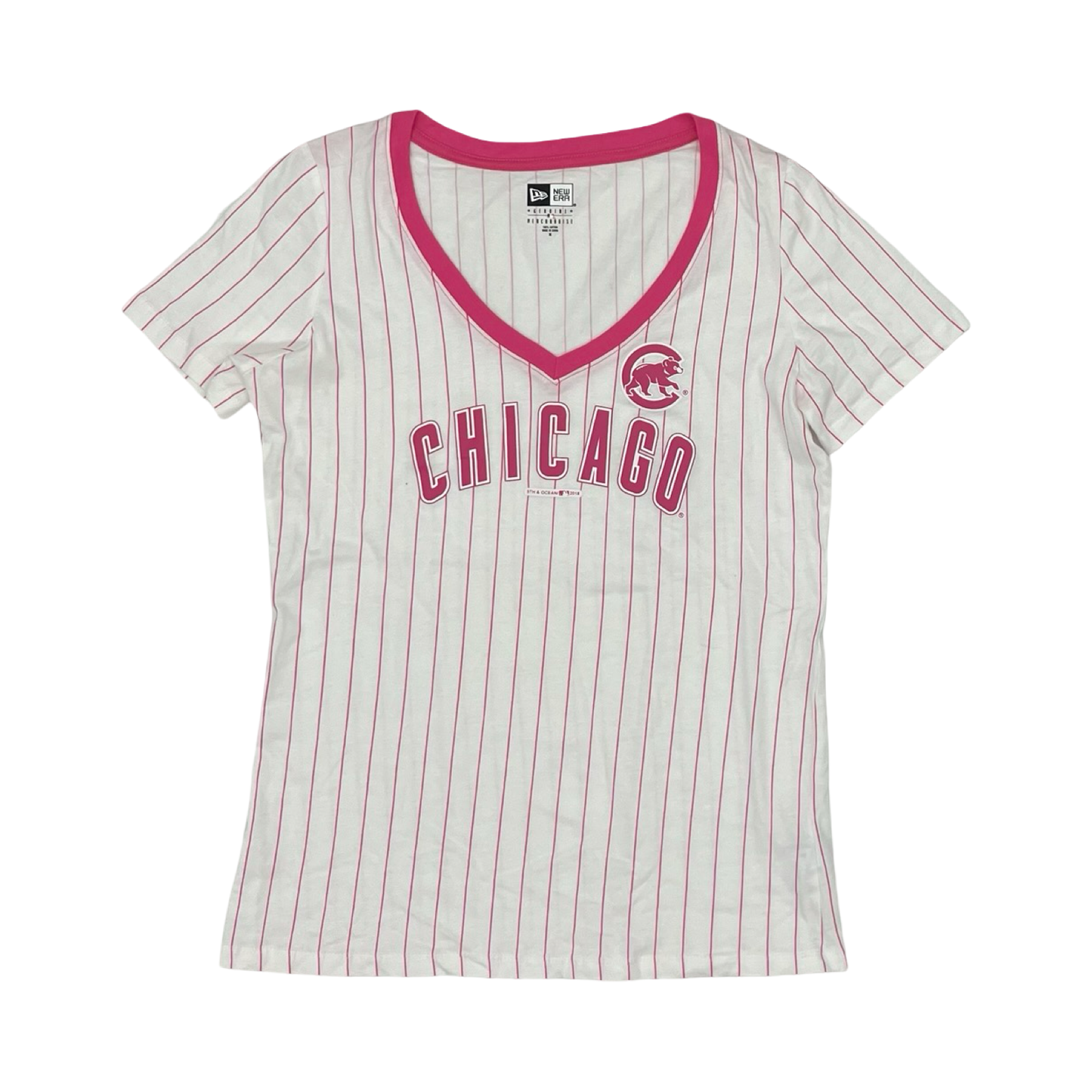 Athletic Top Ss By New Era In Pink & White, Size:M