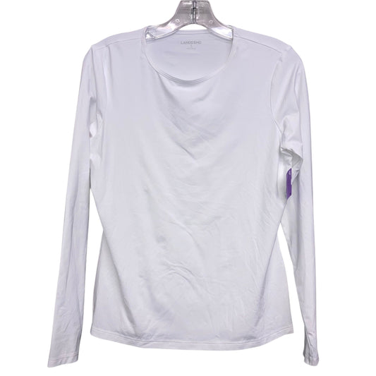 Athletic Top Ls Crewneck By Lands End In White, Size:S