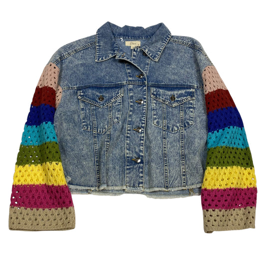 Jacket Denim By Elan In Blue Denim, Size:S