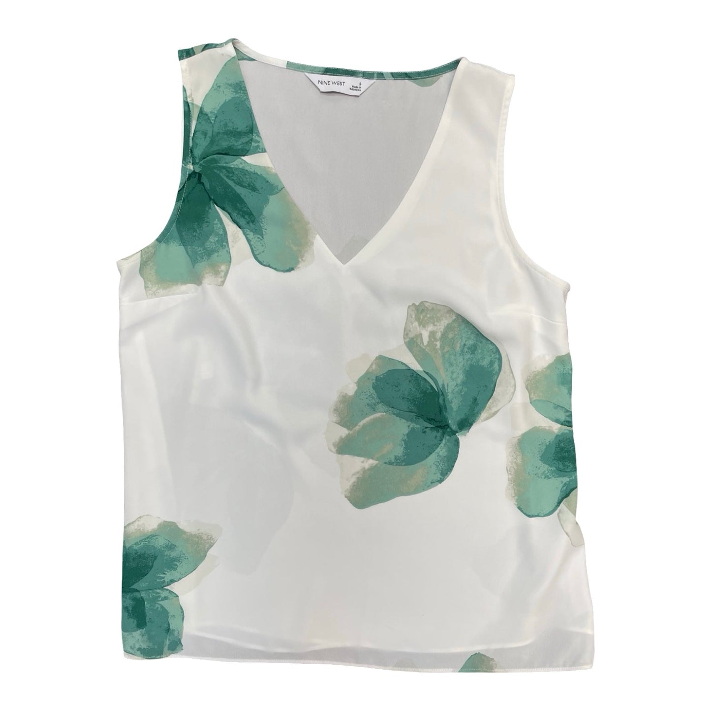 Top Sleeveless By Nine West In Green & White, Size:S