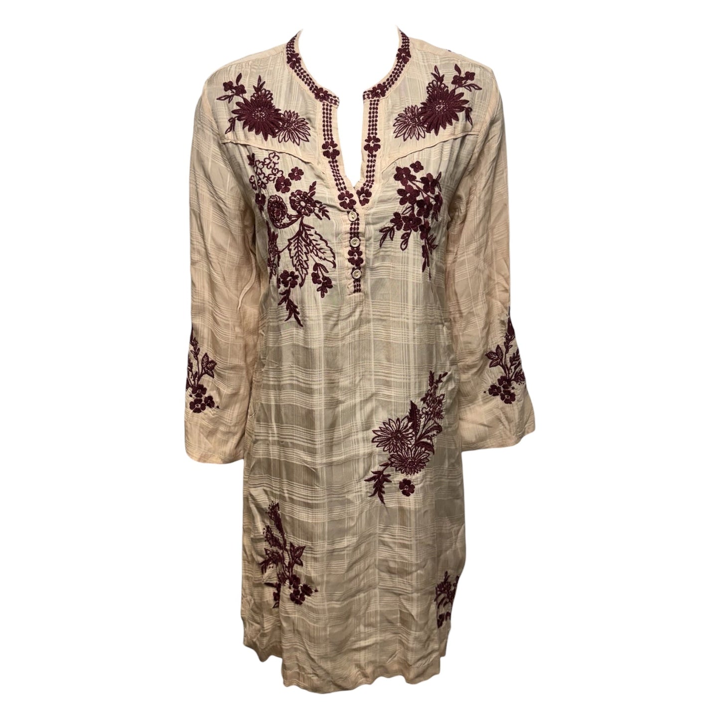WESTERN PIPED YOKE DRESS By Johnny Was In Tan, Size: XS