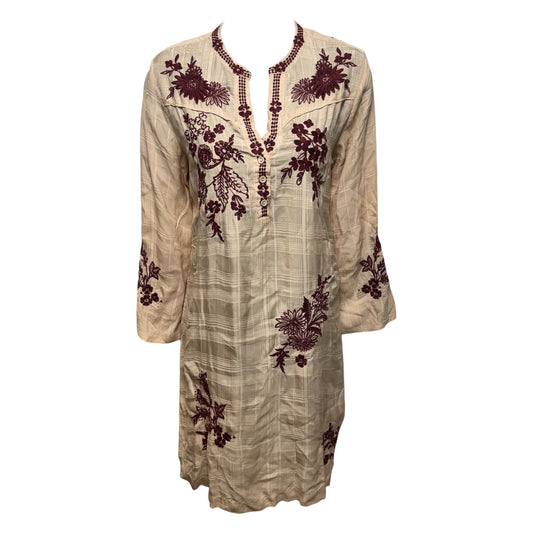 WESTERN PIPED YOKE DRESS By Johnny Was In Tan, Size: XS
