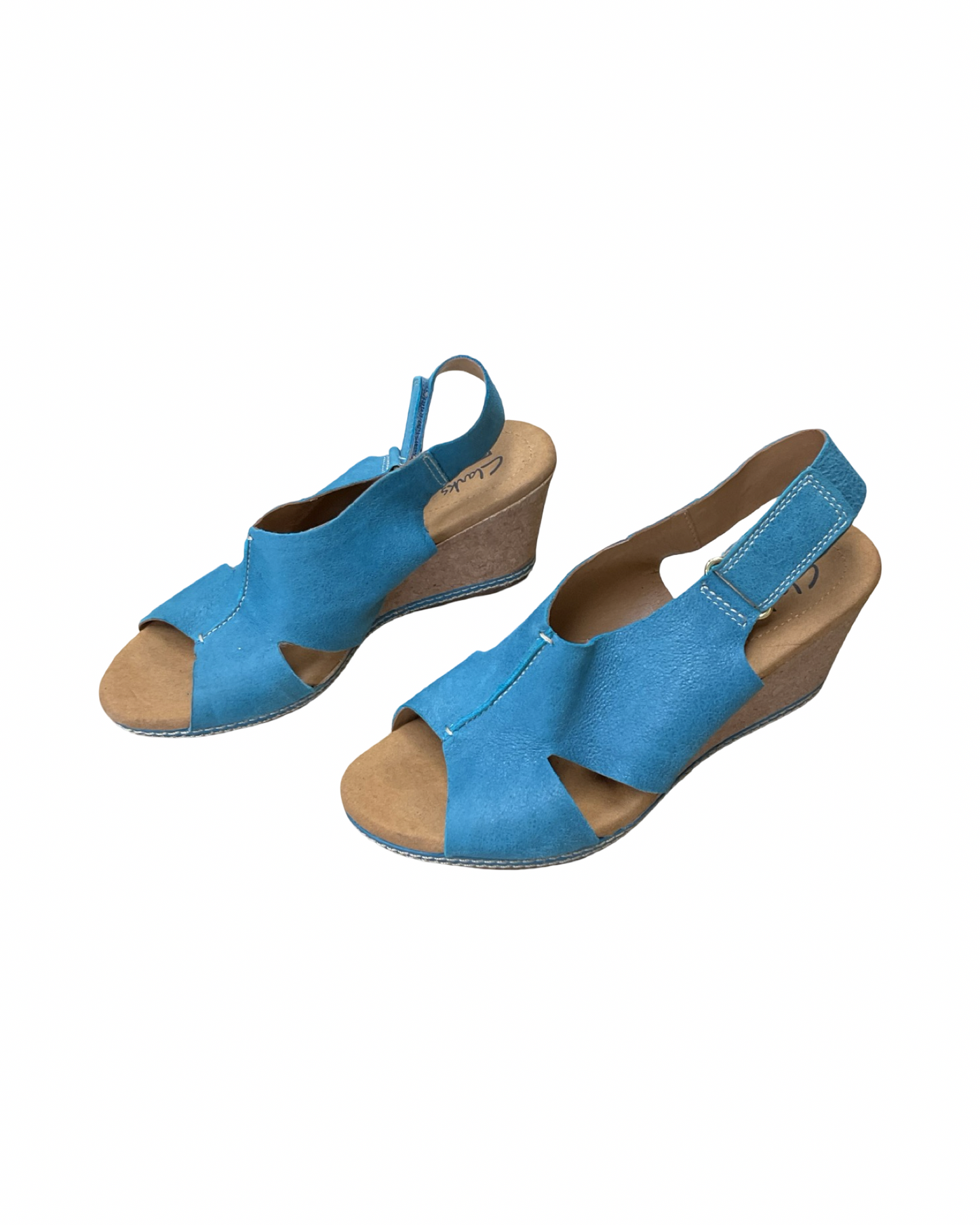Sandals Heels Wedge By Clarks In Blue, Size:7