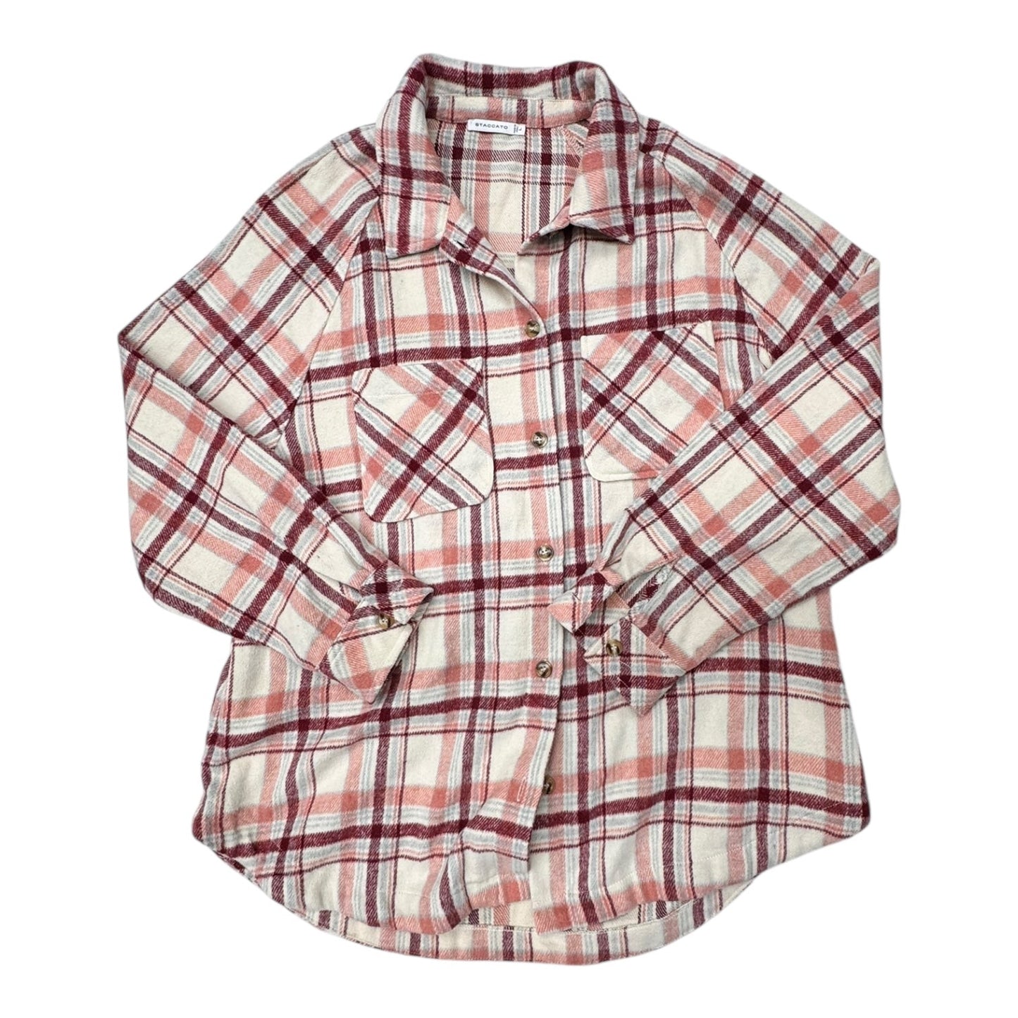 Jacket Shirt By Staccato In Plaid Pattern, Size:L