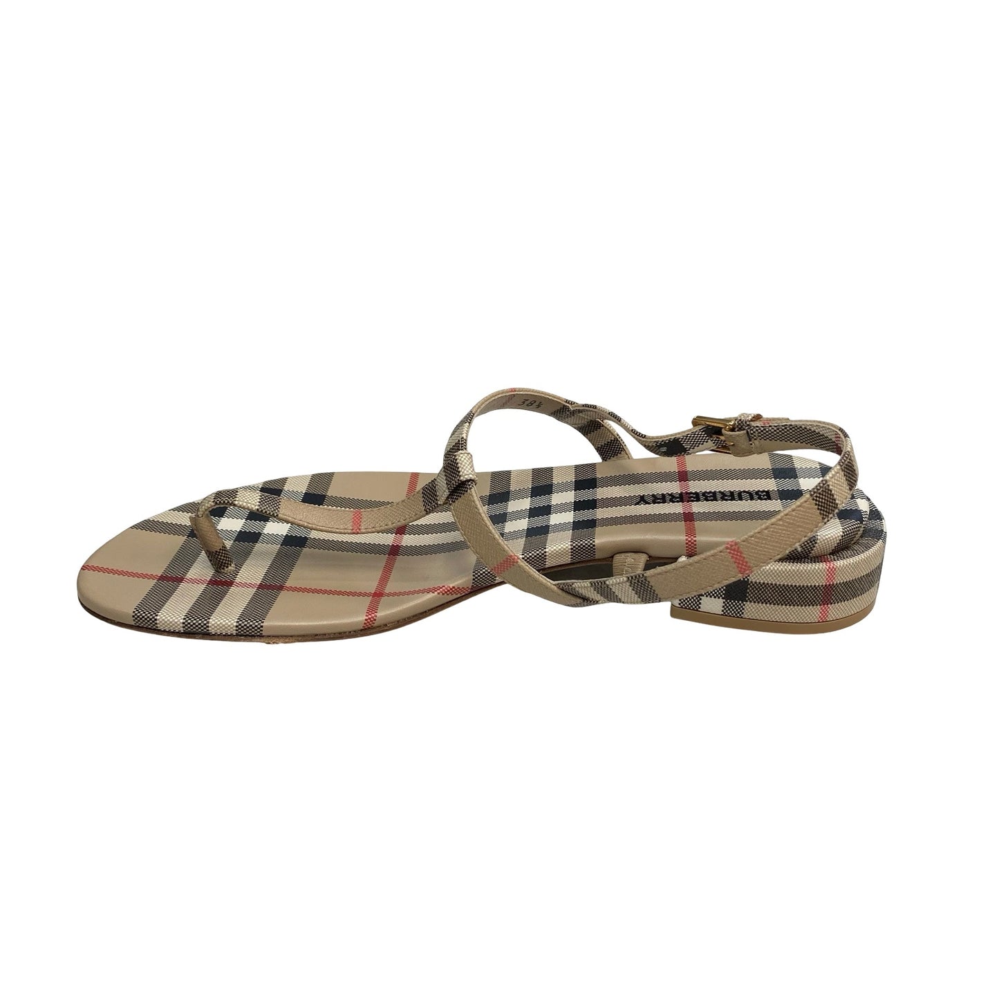 Sandals Luxury Designer By Burberry In Plaid Pattern, Size:8