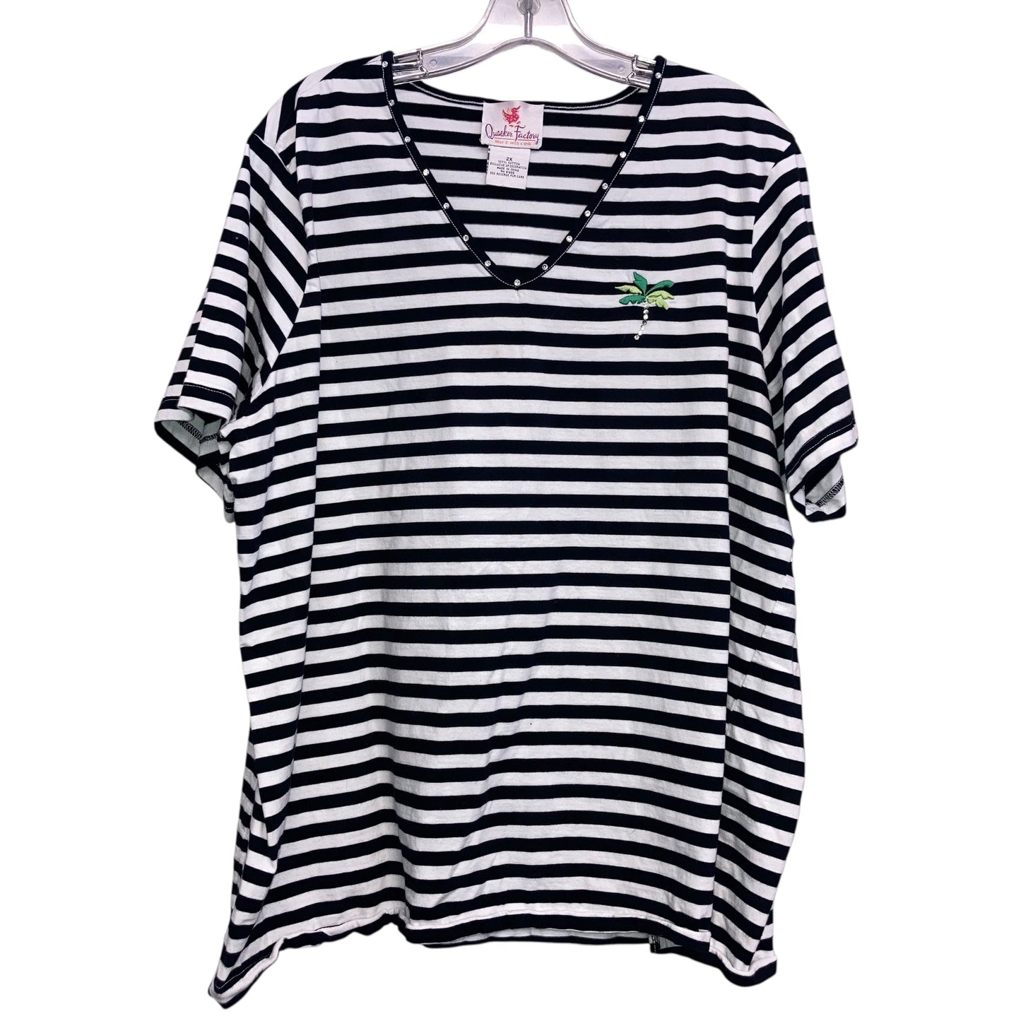 Top Ss By Quaker Factory In Black & White, Size:2X