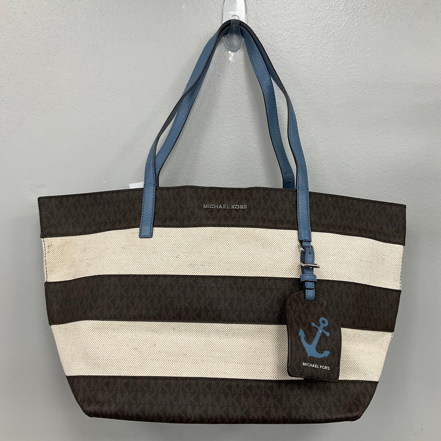 Tote Designer By Michael Kors In Striped Pattern, Size:Large