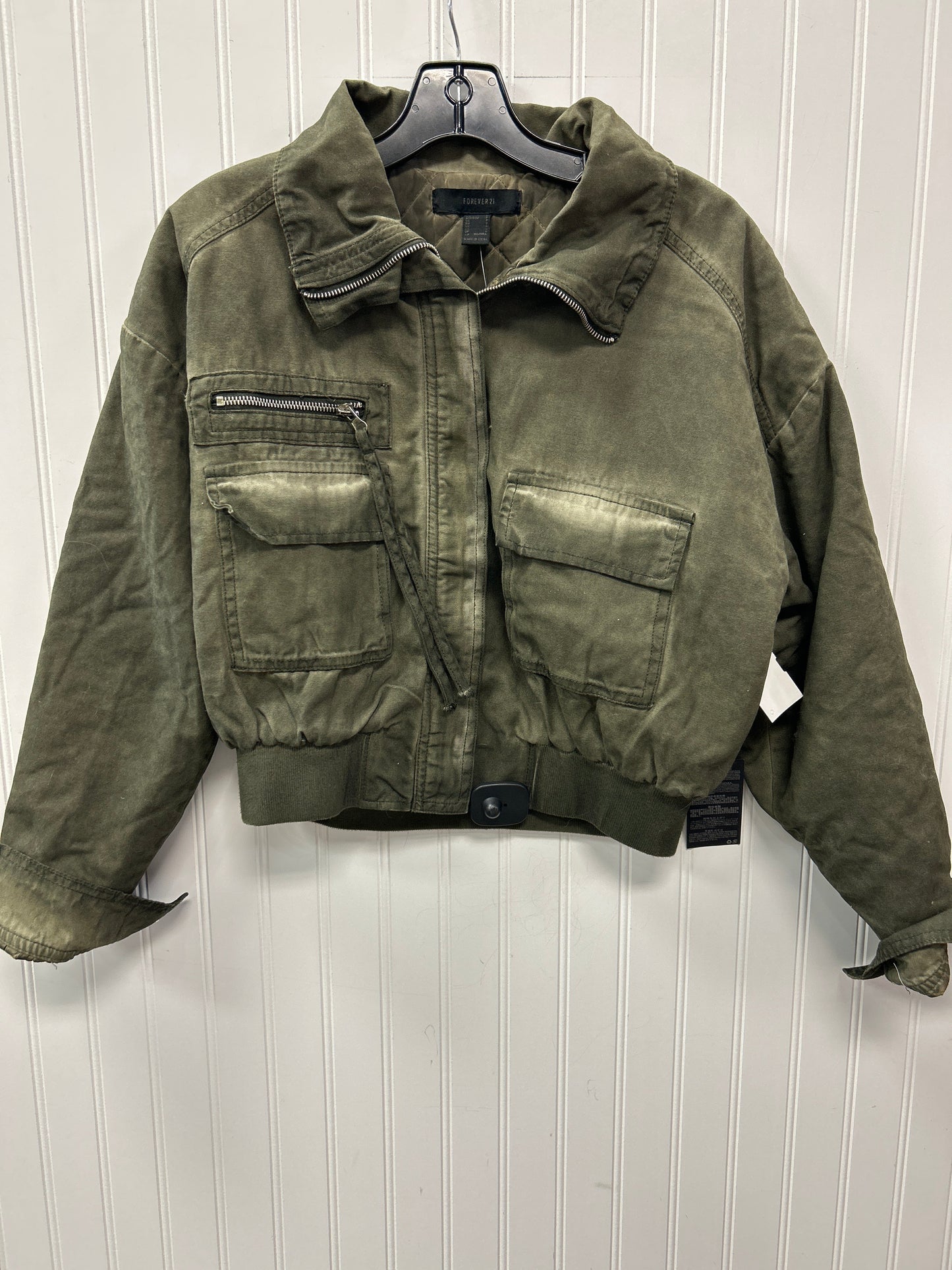 Jacket Denim By Forever 21 In Green, Size:S