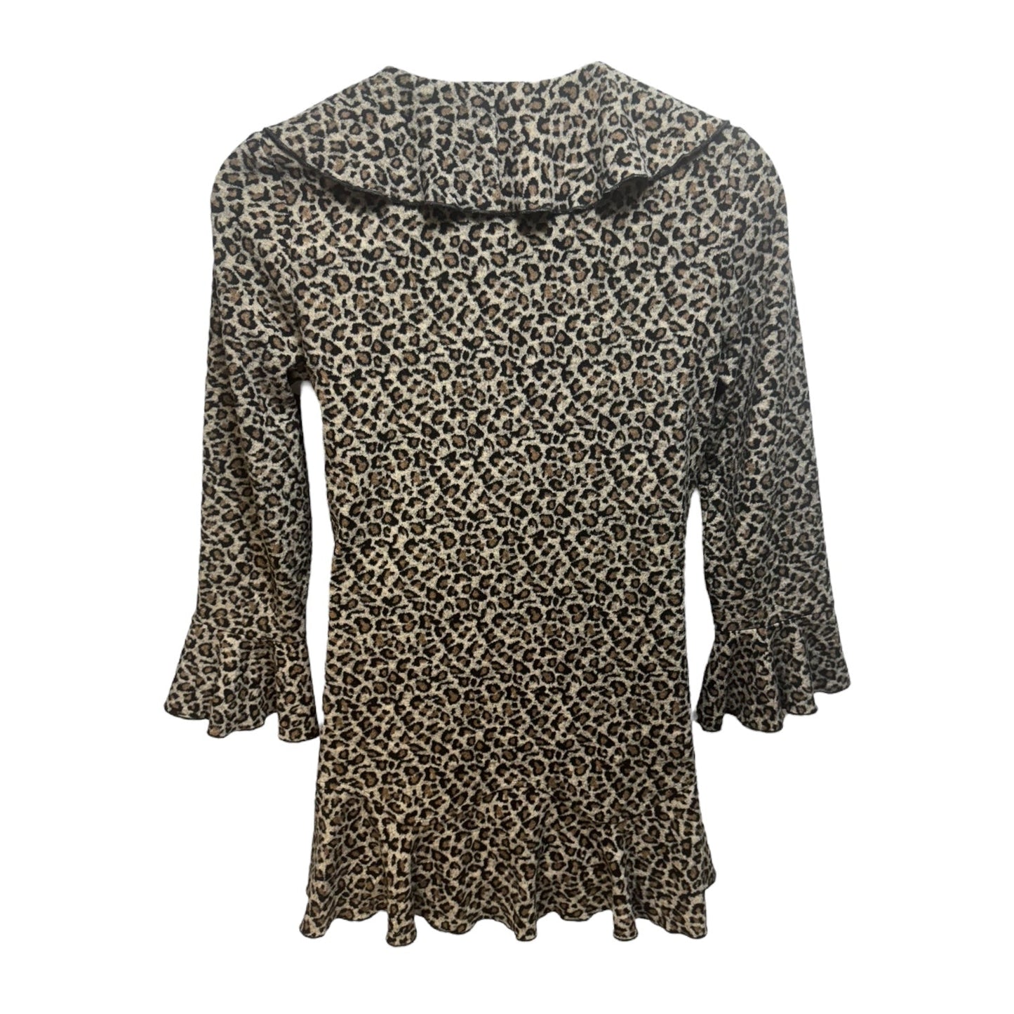 Ruffle Sweater Cardigan By J Mclaughlin In Animal Print, Size: M