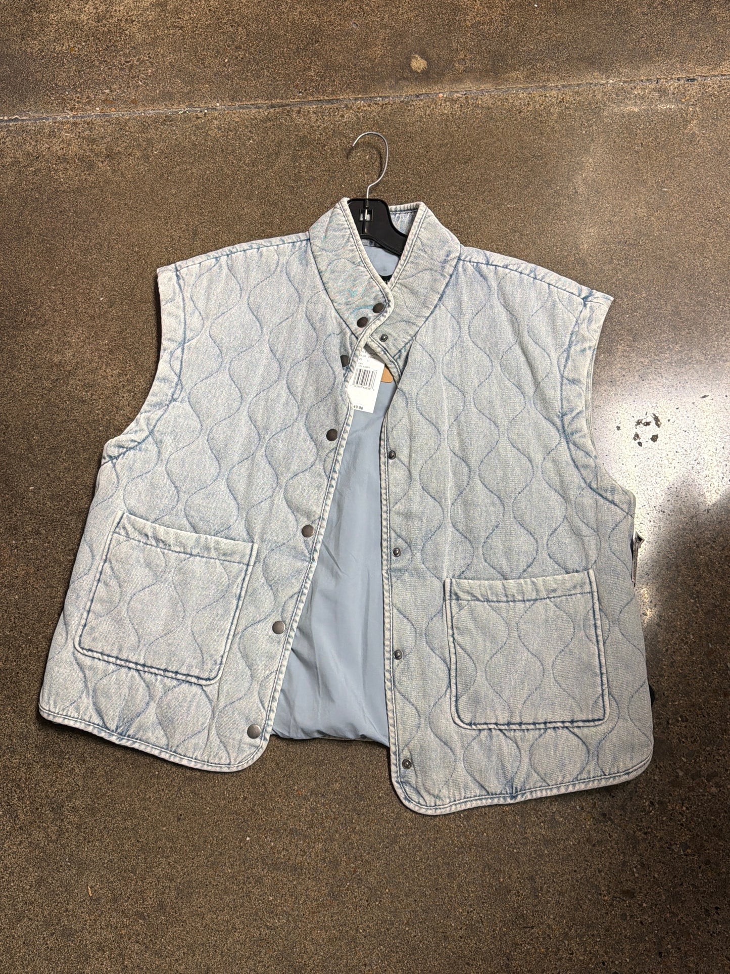 Vest Puffer & Quilted By Blu Pepper In Blue Denim, Size:L