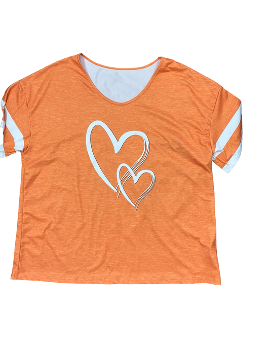 Top Ss By Clothes Mentor In Orange & White, Size:2X