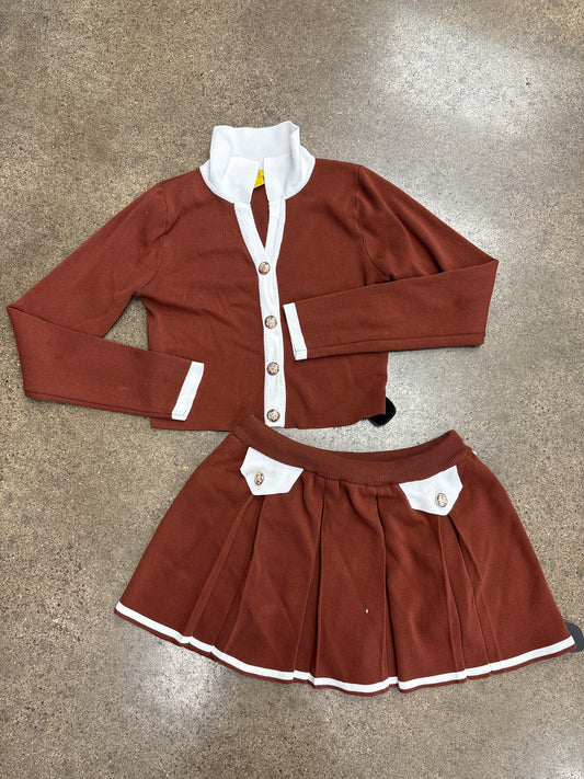 Skirt Set 2Pc By Clothes Mentor In Brown, Size:Xl