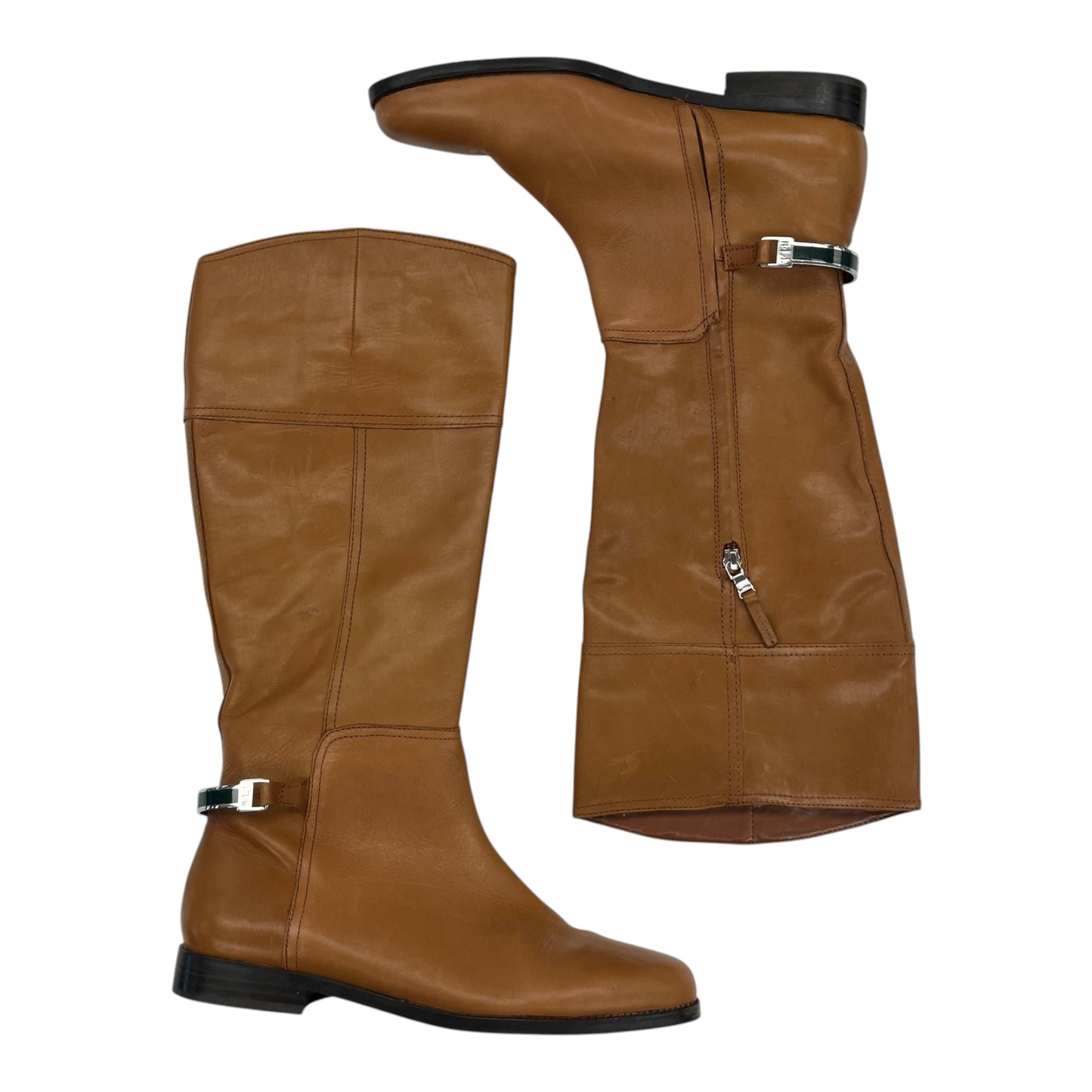 Boots Knee Flats By Ralph Lauren In Tan, Size:10