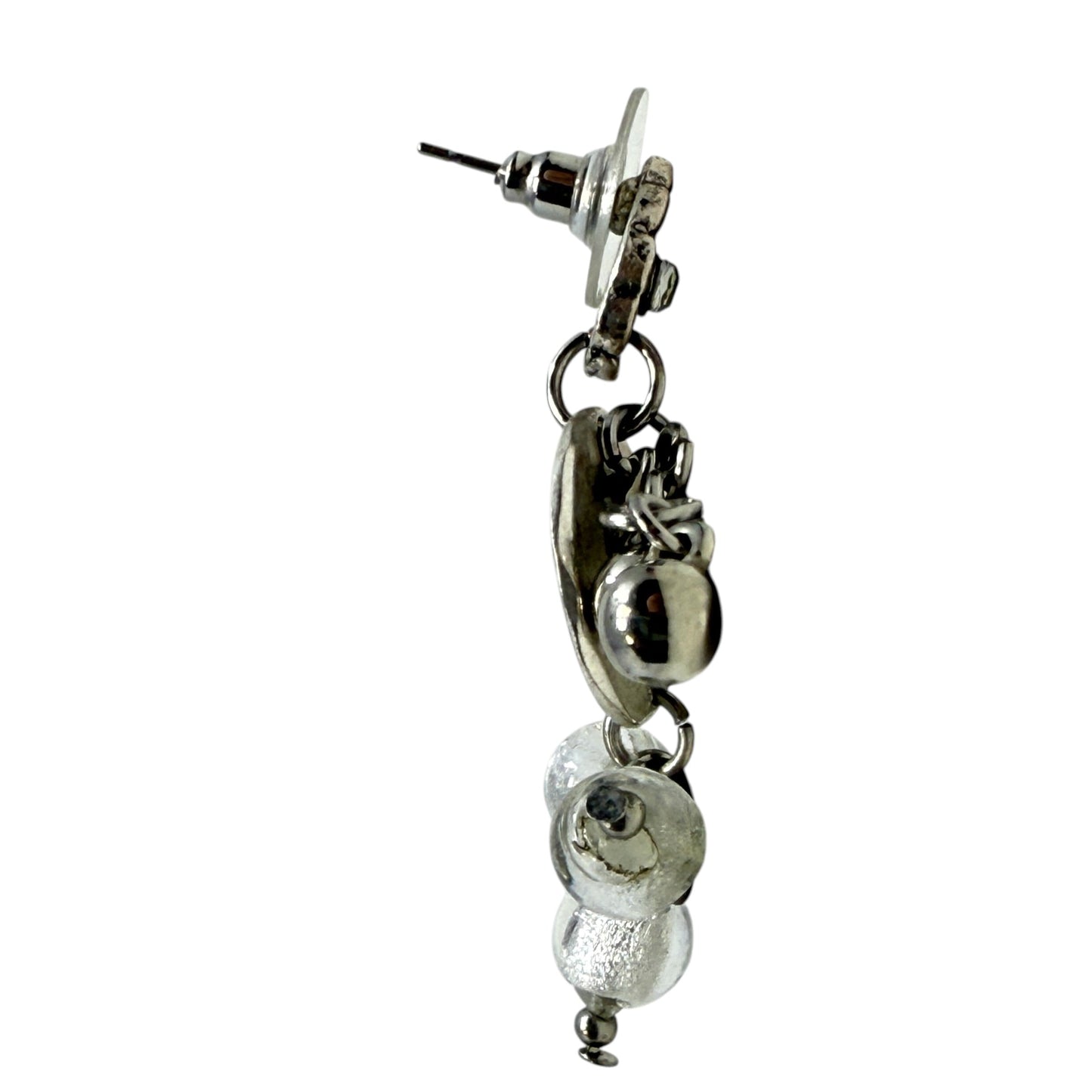 Silver Tone Beaded Dangle Earrings