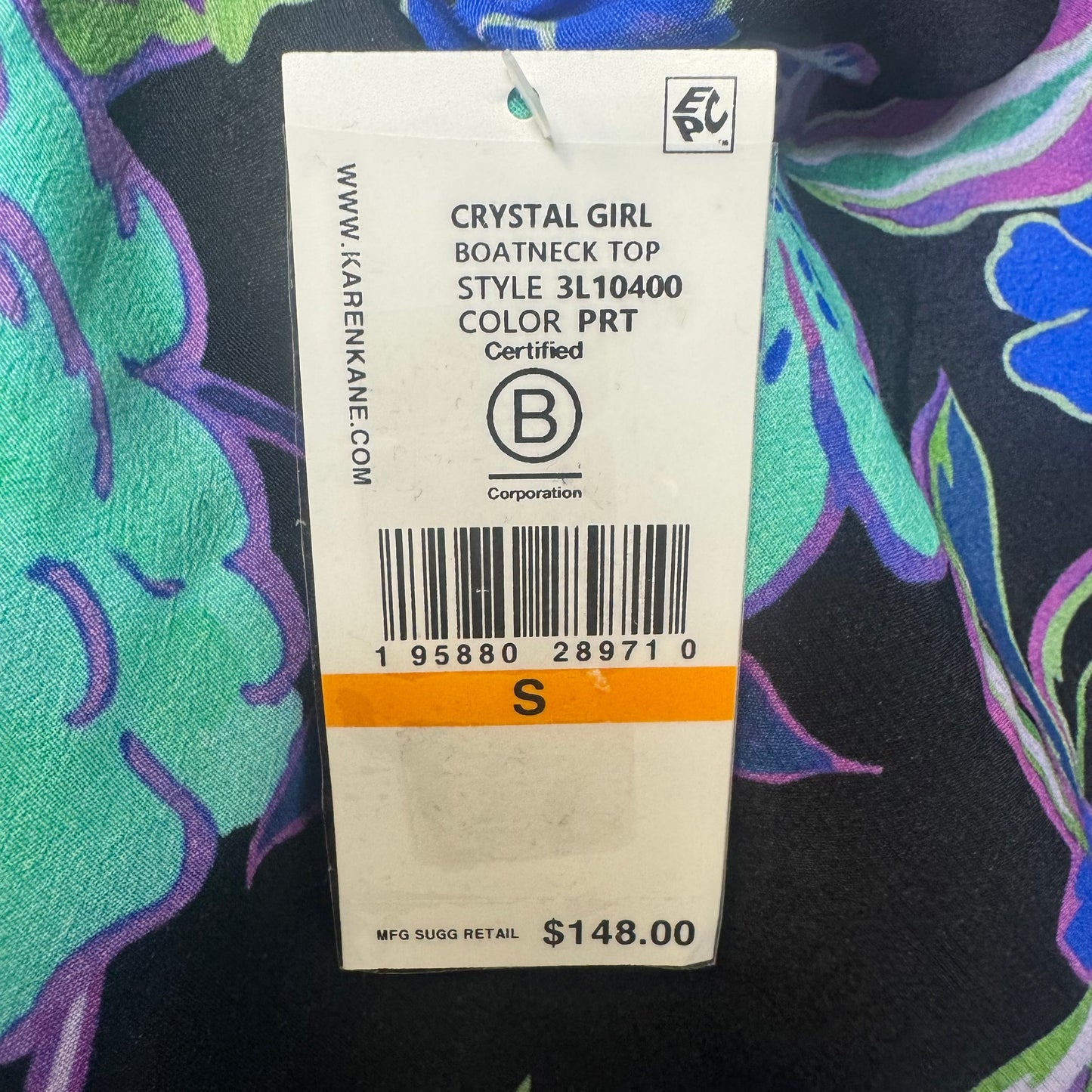 Crystal Girl Boatneck Top Long Sleeve By Karen Kane In Tropical Print, Size: S