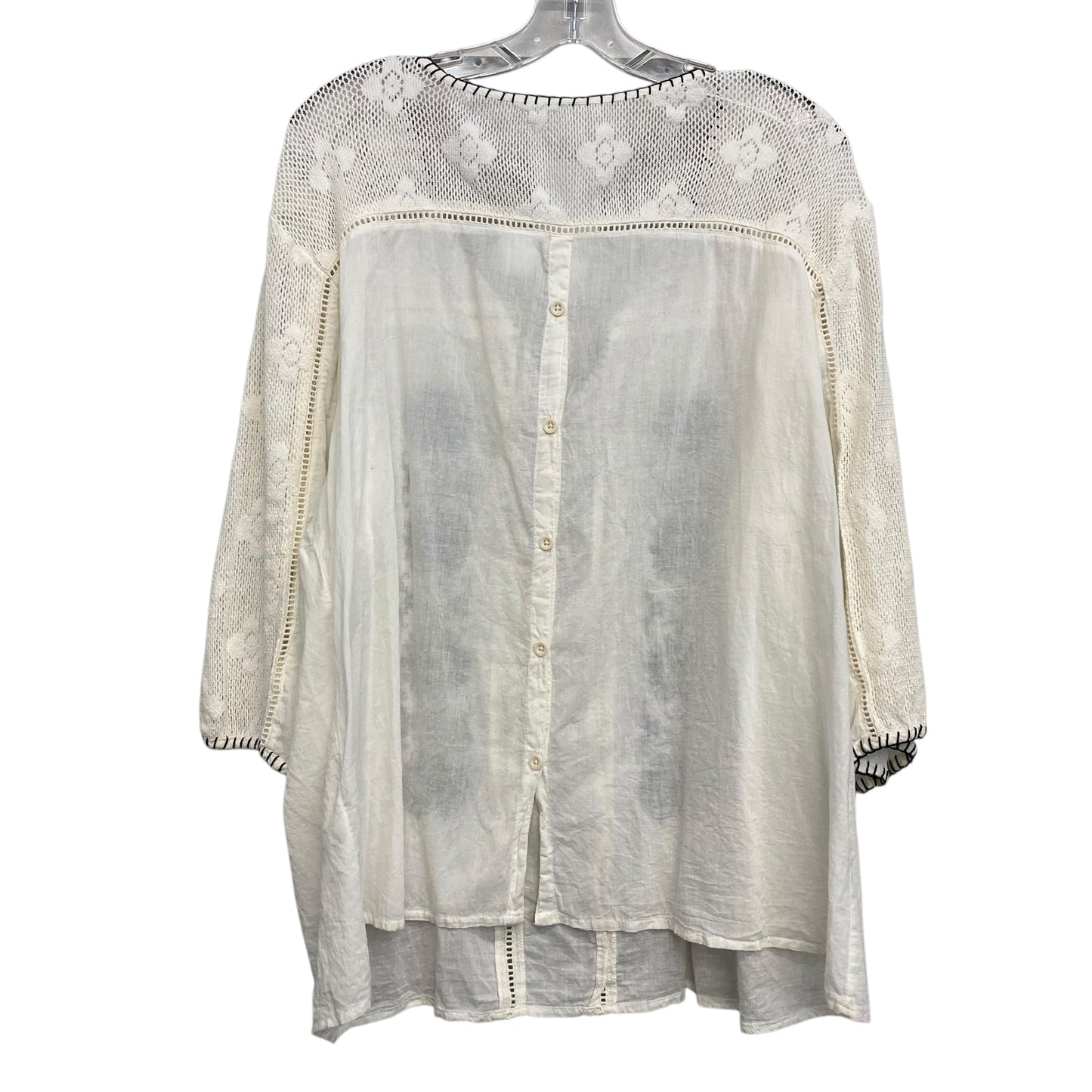 Top 3/4 Sleeve By Bila In Cream, Size:1X