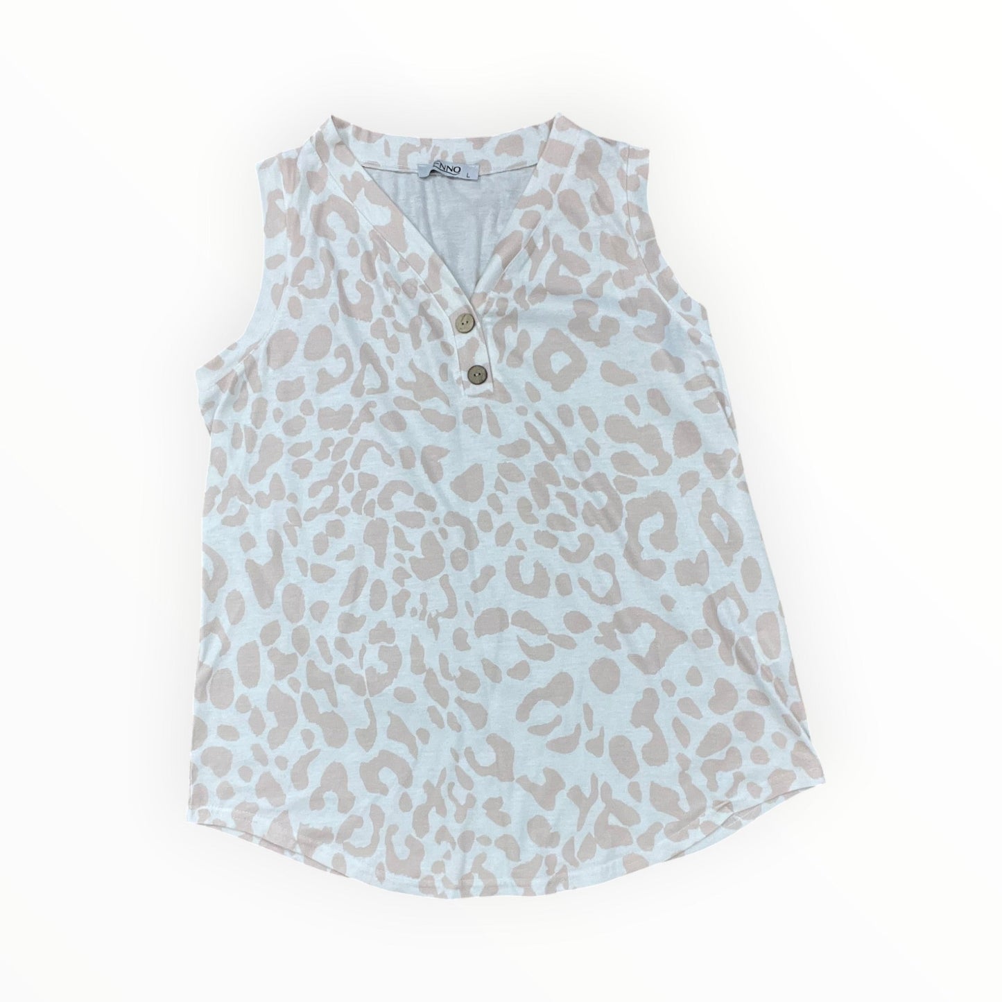 Top Sleeveless By Clothes Mentor In Tan & White, Size:L