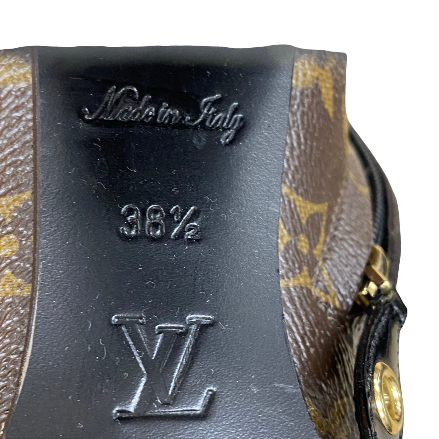 Boots Luxury Designer By Louis Vuitton In Black & Brown, Size:8.5