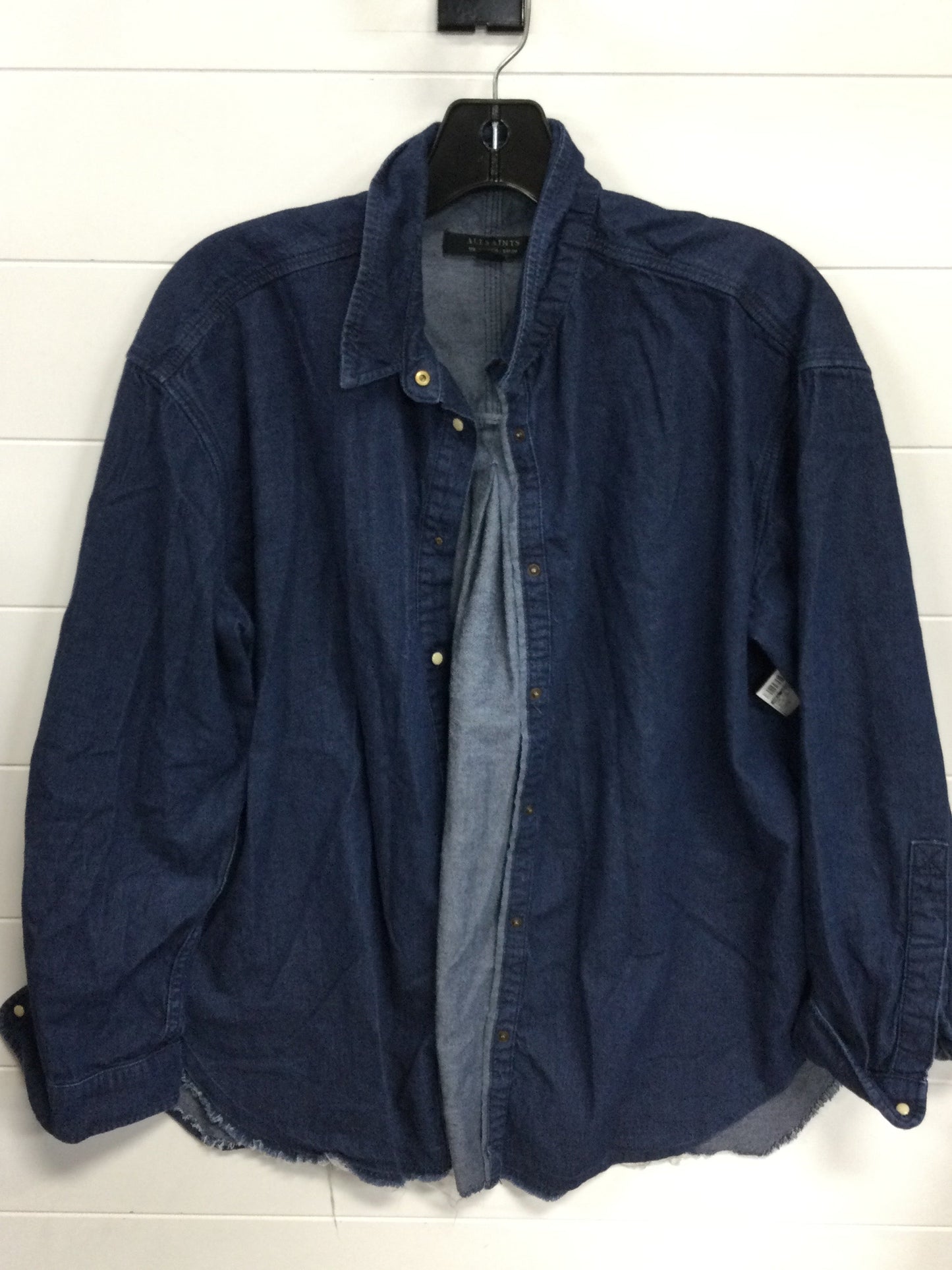 Top Ls Designer By All Saints In Blue Denim, Size:S