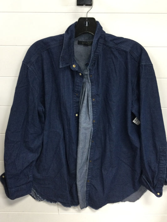 Top Ls Designer By All Saints In Blue Denim, Size:S